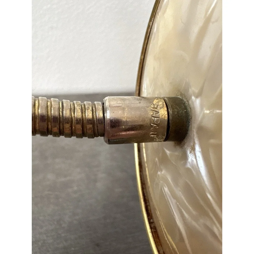 Vintage Vanity Mirror Gooseneck Double Sided Round Magnifying Ivory Gold Plastic